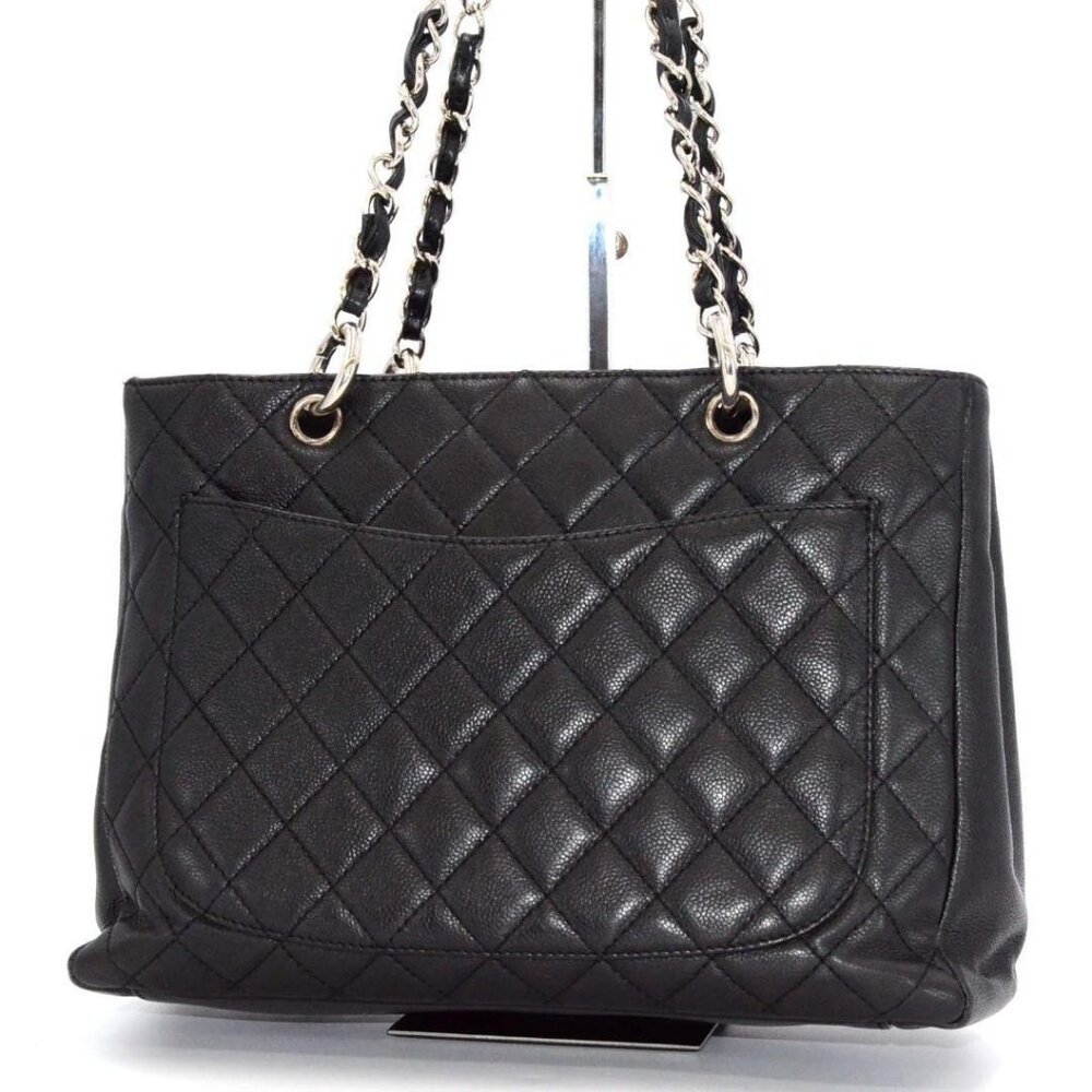 Authentic CHANEL GST Caviar Grand Shopping Tote Quilted Chain Shoulder Bag Purse - Picture 5 of 16